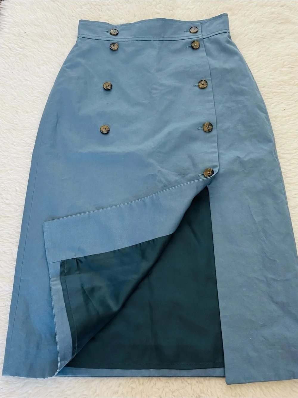 Paul Smith Overlaps Classic Blue Button-Front Skirt size EU 40